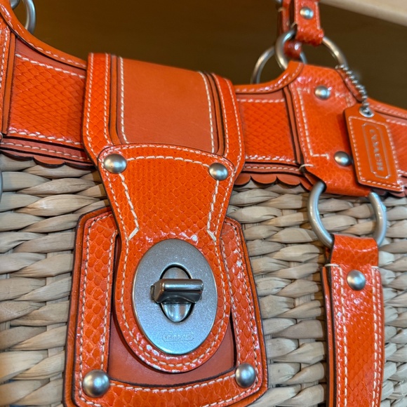 Coach Hampton Exotic Straw Satchel Tote - Picture 4 of 8